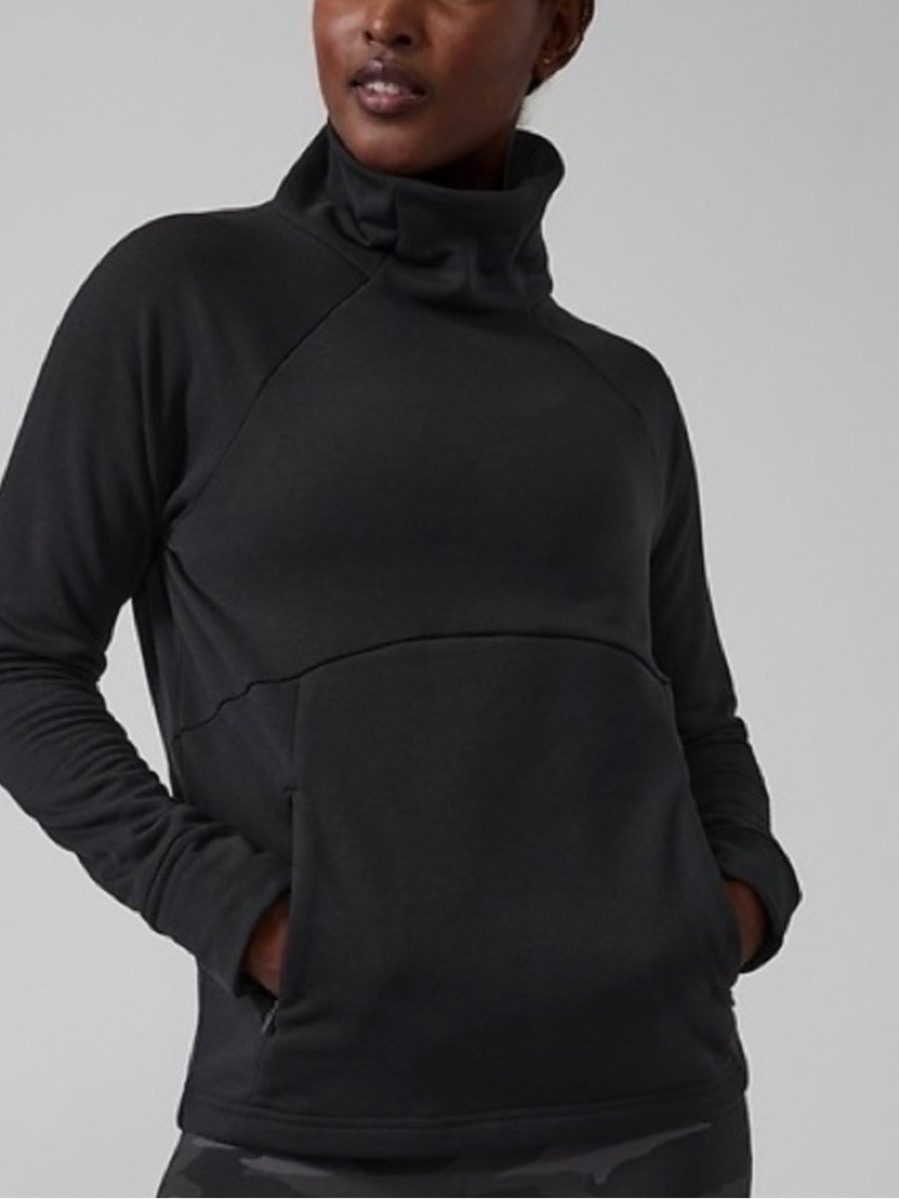 Athleta Altitude Polartec Funnel Neck Sweatshirt Black Size Small